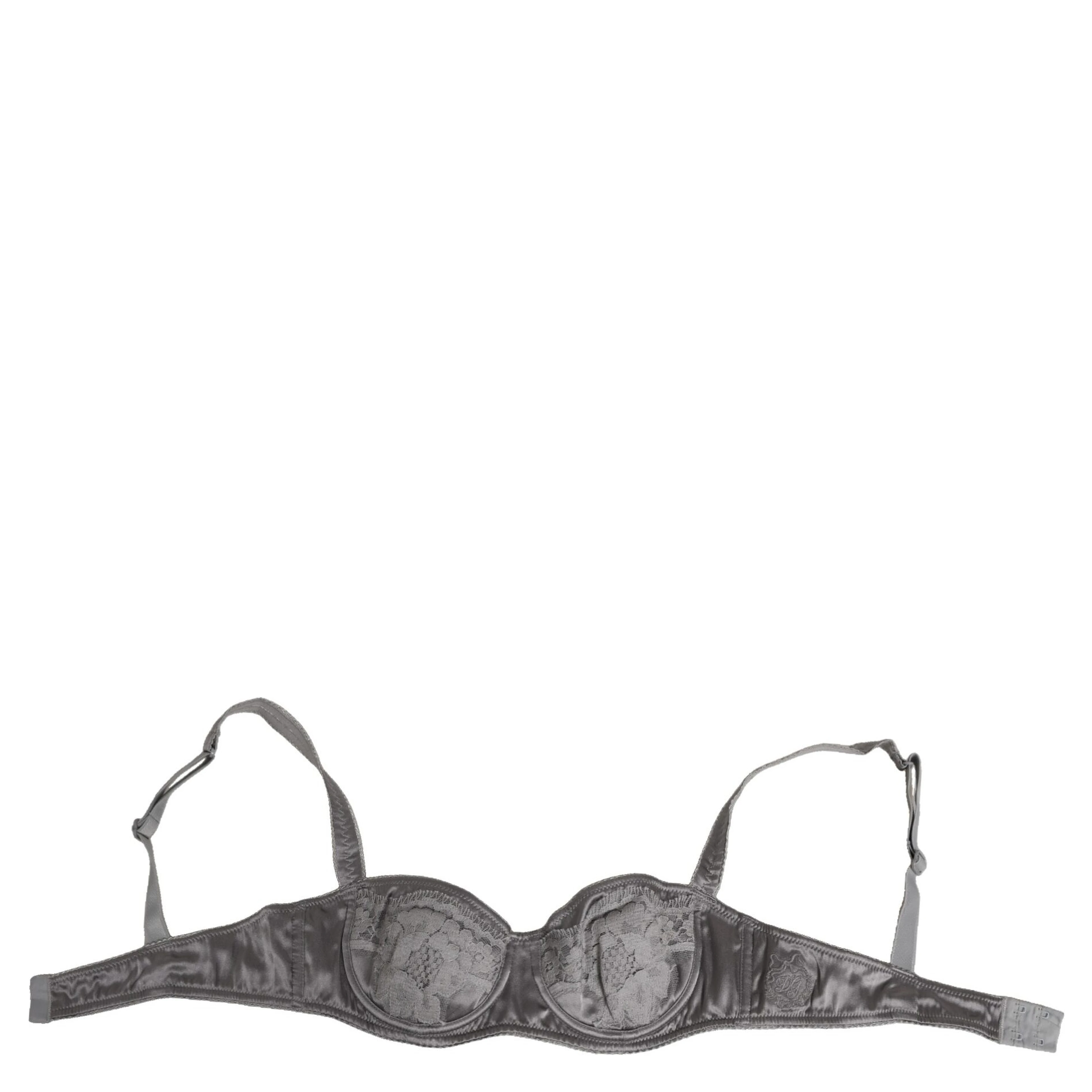 Gray Silk Underwired Balconette Bra Underwear