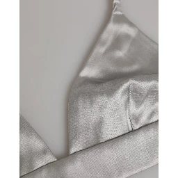Gray Silk Satin Triangle Soft Cup Bra Underwear