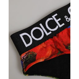 Black Floral Print High Waist Panty Underwear