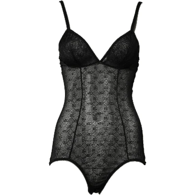 Black Nylon Stretch Bodysuit Lingerie Underwear