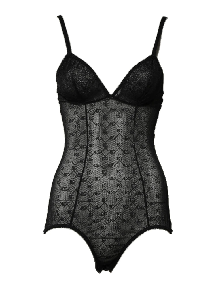 Black Nylon Stretch Bodysuit Lingerie Underwear