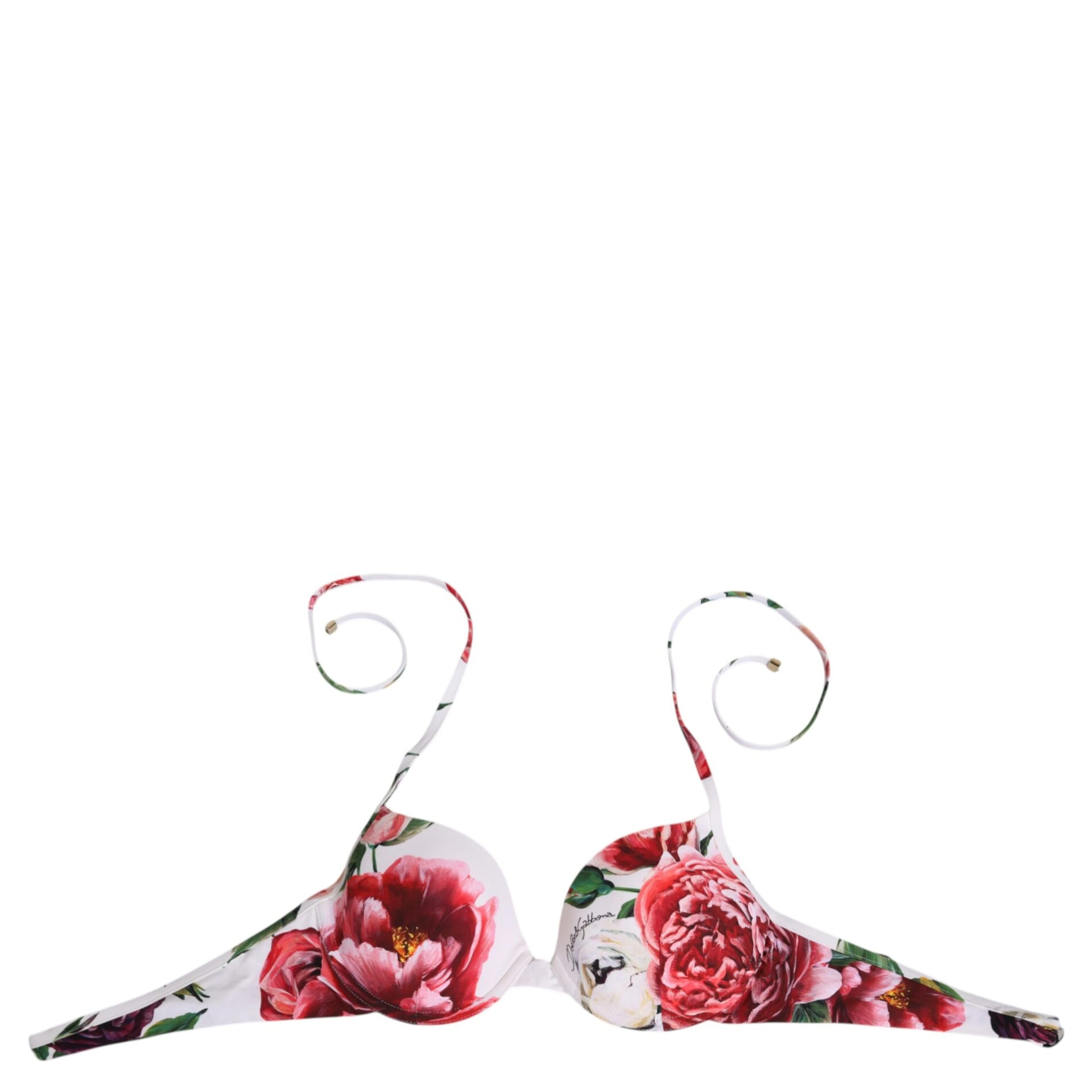 White Floral Print Halter Bikini Top Swimwear