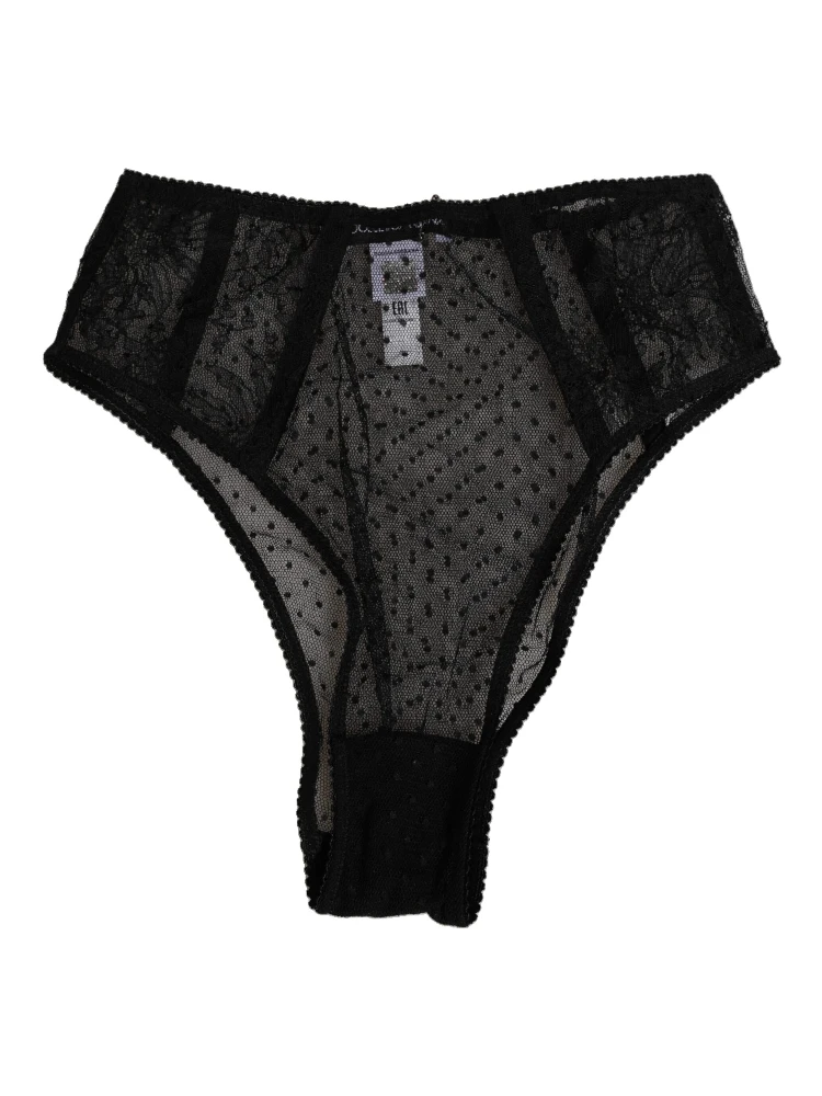 Black Lace Polka Dot Mesh High Waist Underwear