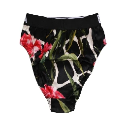 Black Floral Print High Waist Panty Underwear