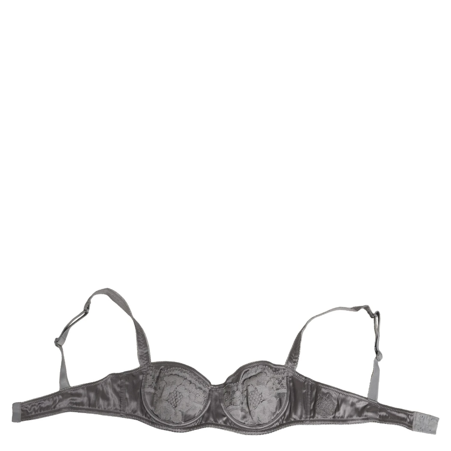 Gray Silk Underwired Balconette Bra Underwear