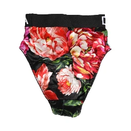 Black Floral Print High Waist Panty  Underwear