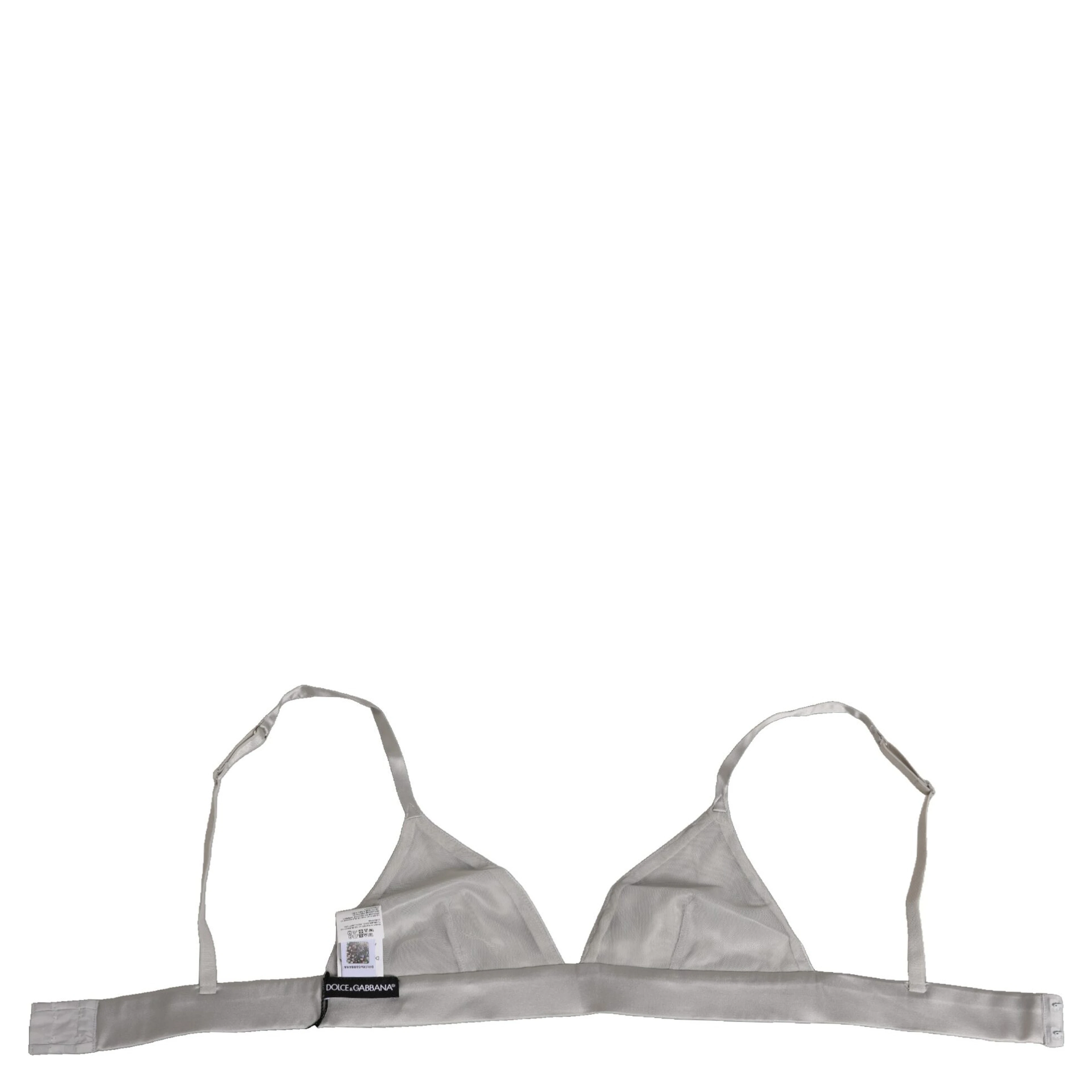 Gray Silk Satin Triangle Soft Cup Bra Underwear