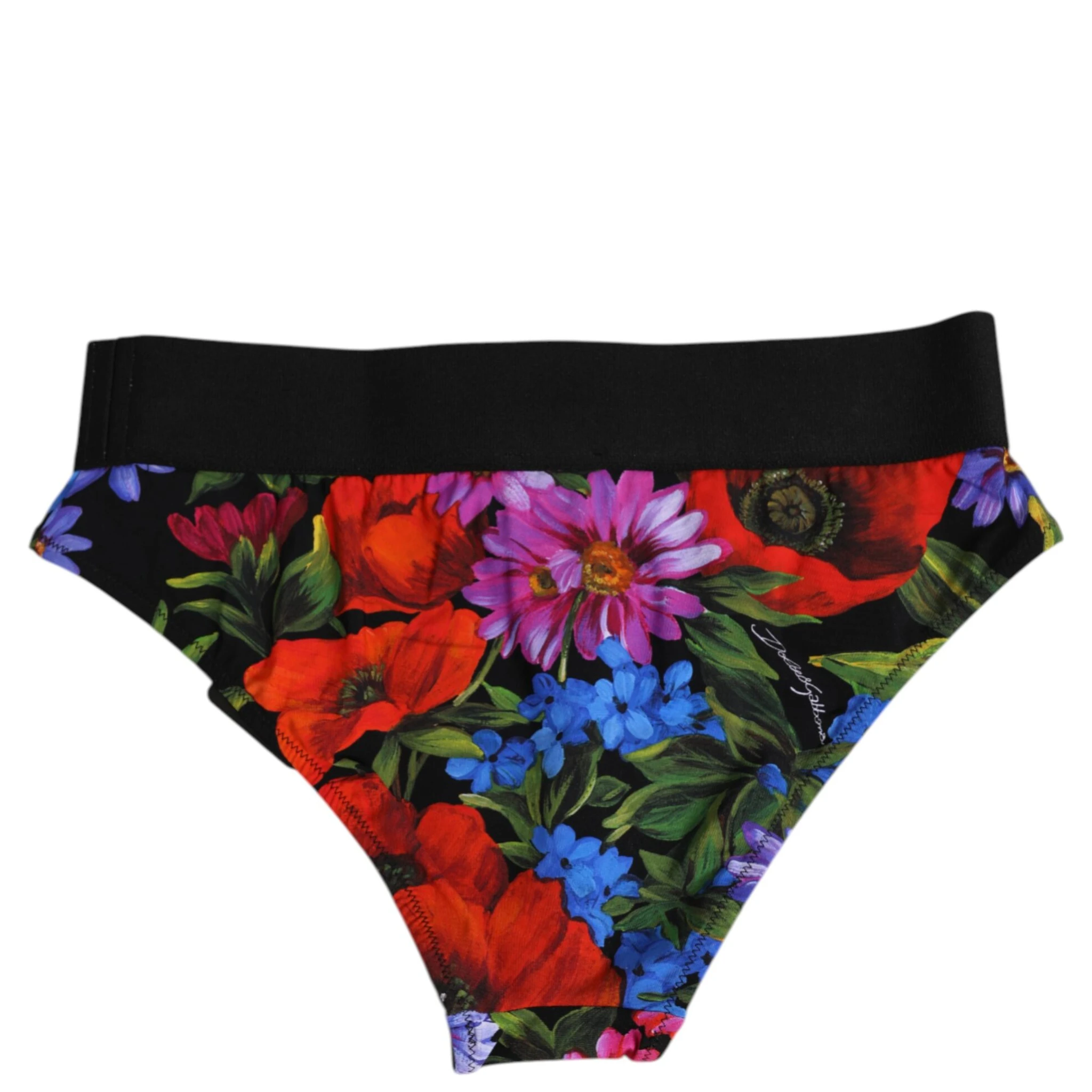 Black Floral Print High Waist Panty Underwear
