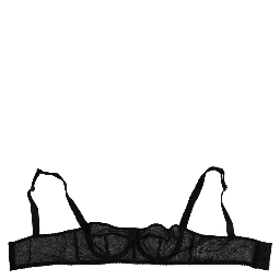 Black Floral Underwired Balconette Bra Underwear