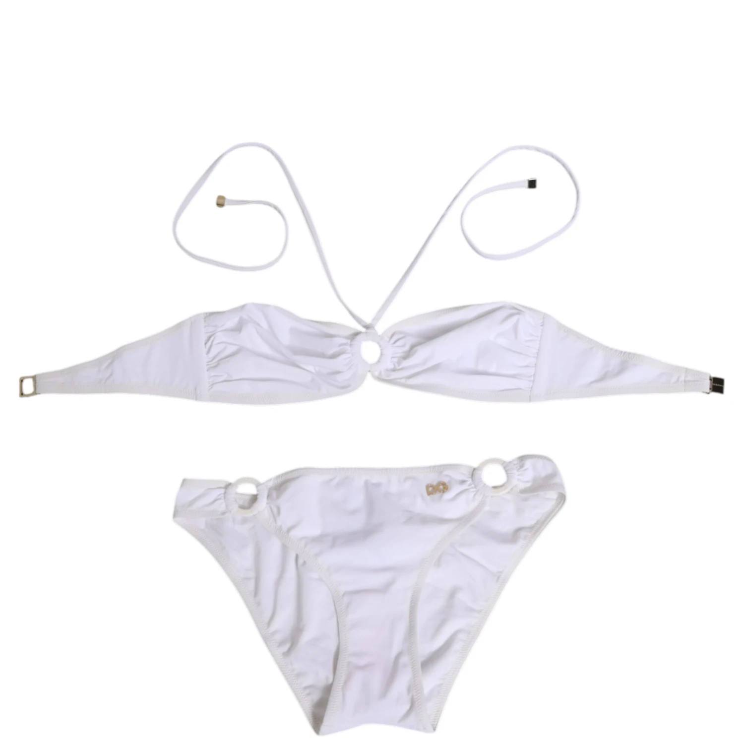 White Logo Swimsuit 2 Piece Top Bottom Swimwear