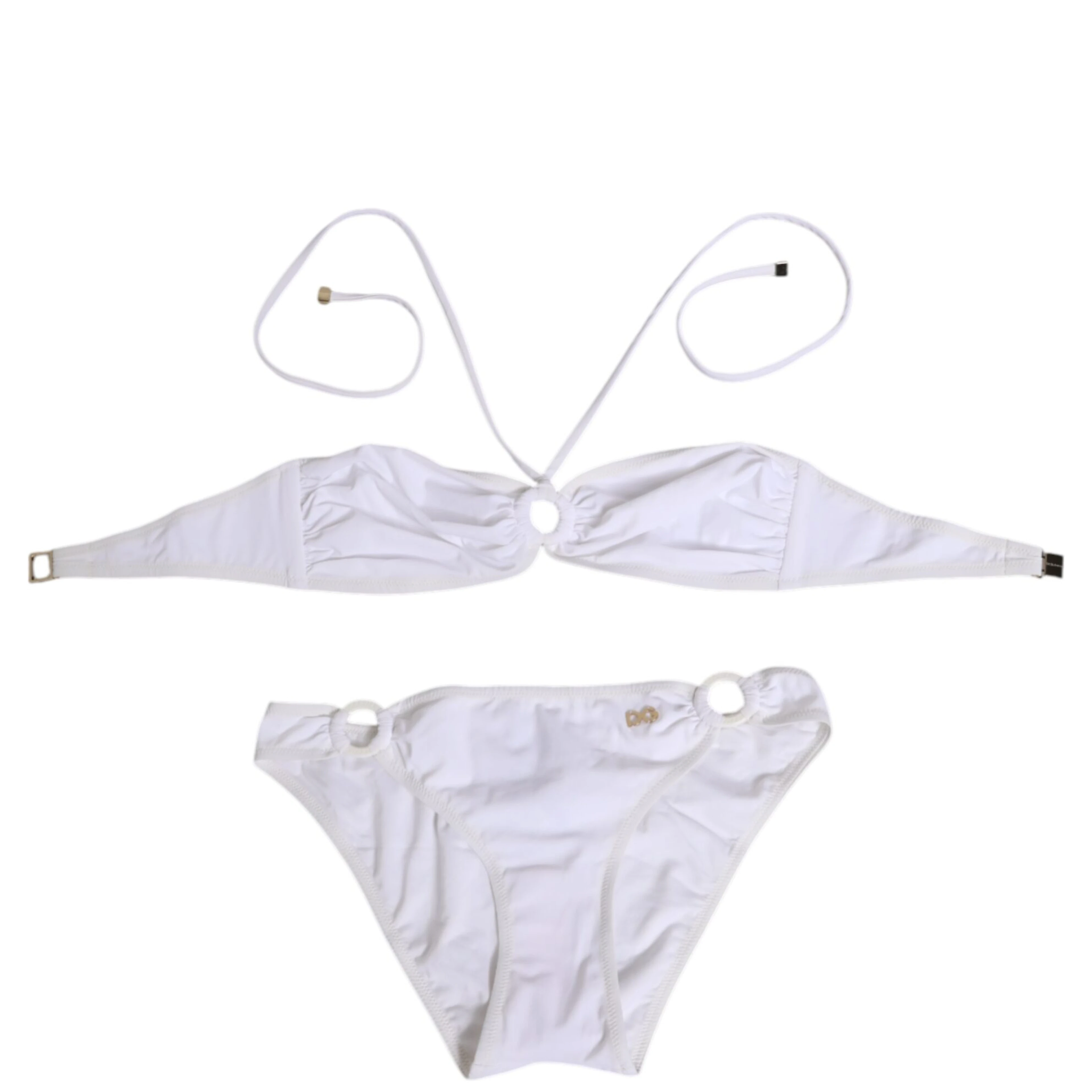 White Logo Swimsuit 2 Piece Top Bottom Swimwear
