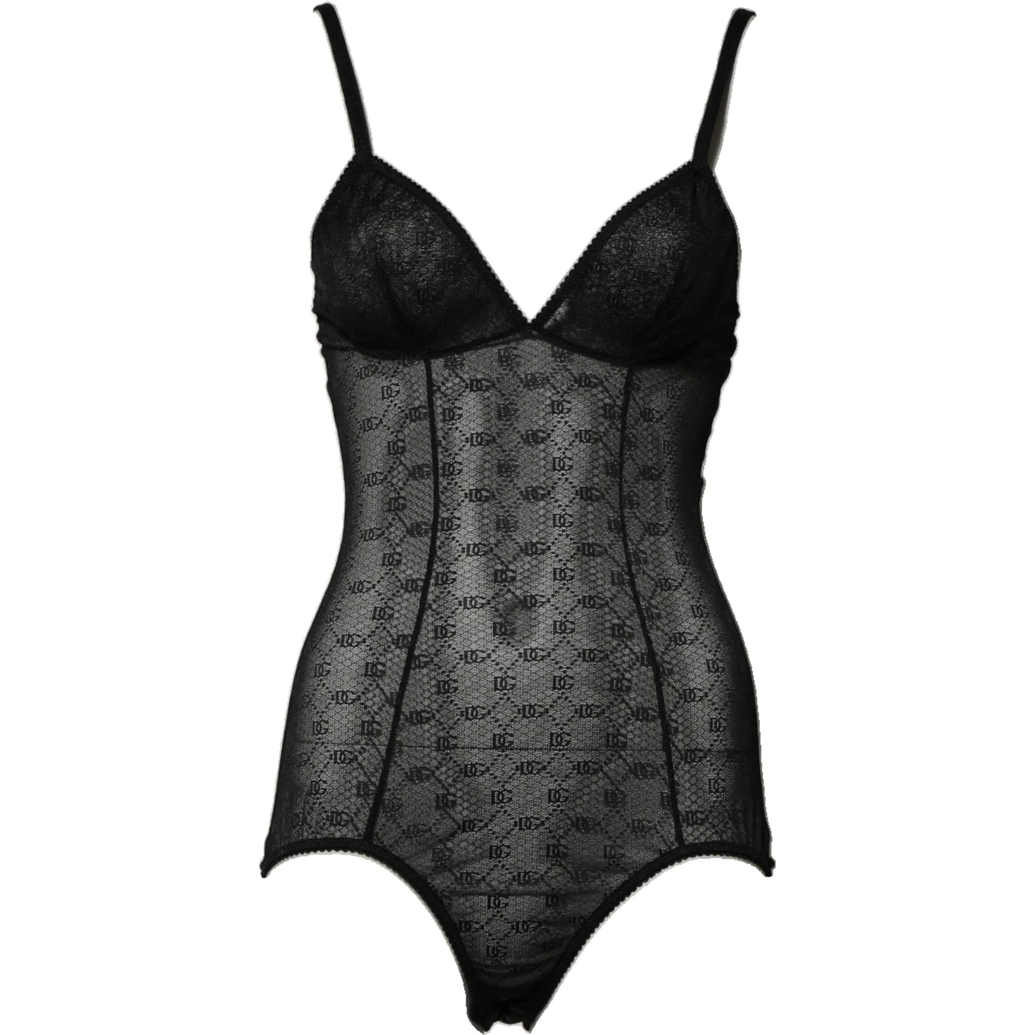 Black Nylon Stretch Bodysuit Lingerie Underwear
