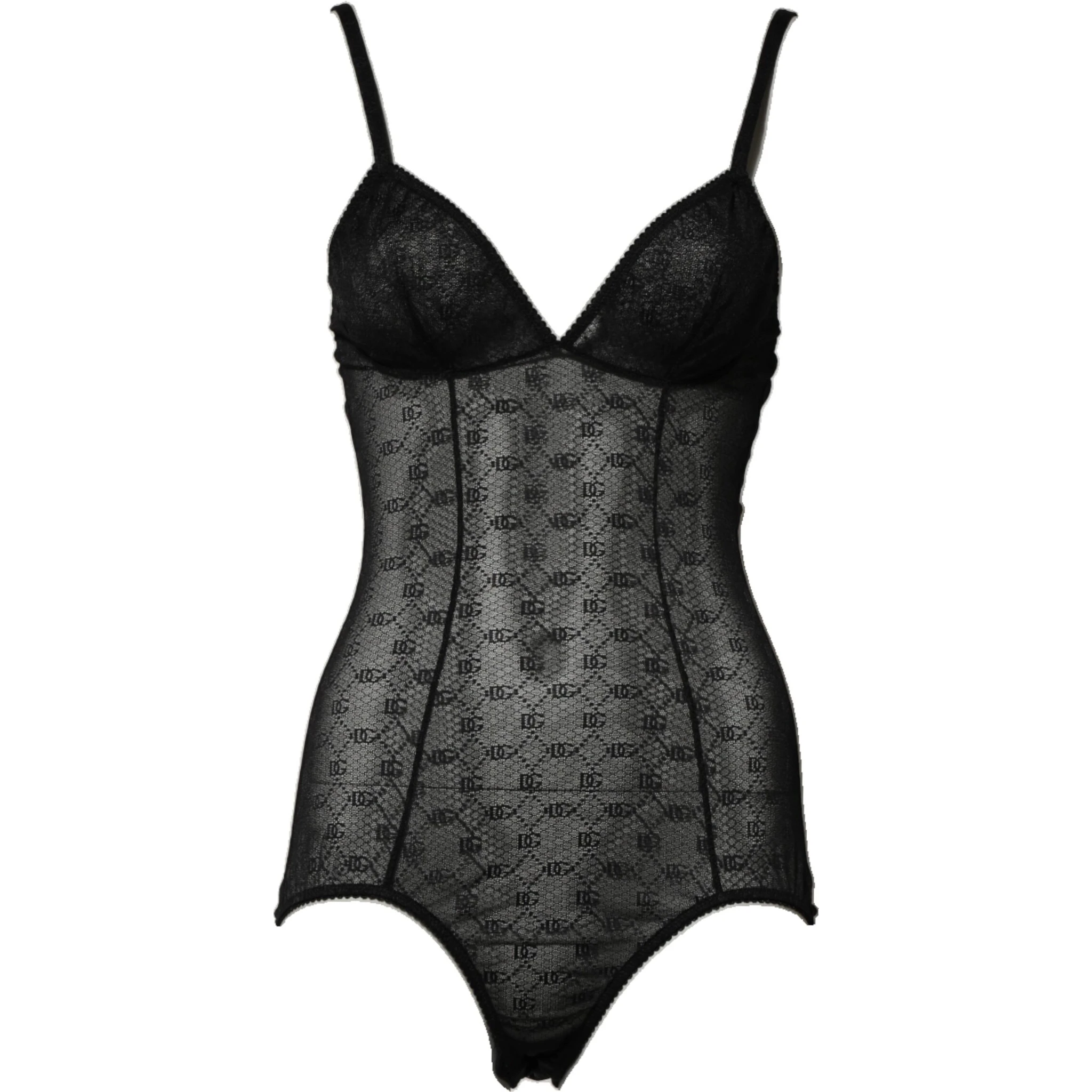 Black Nylon Stretch Bodysuit Lingerie Underwear