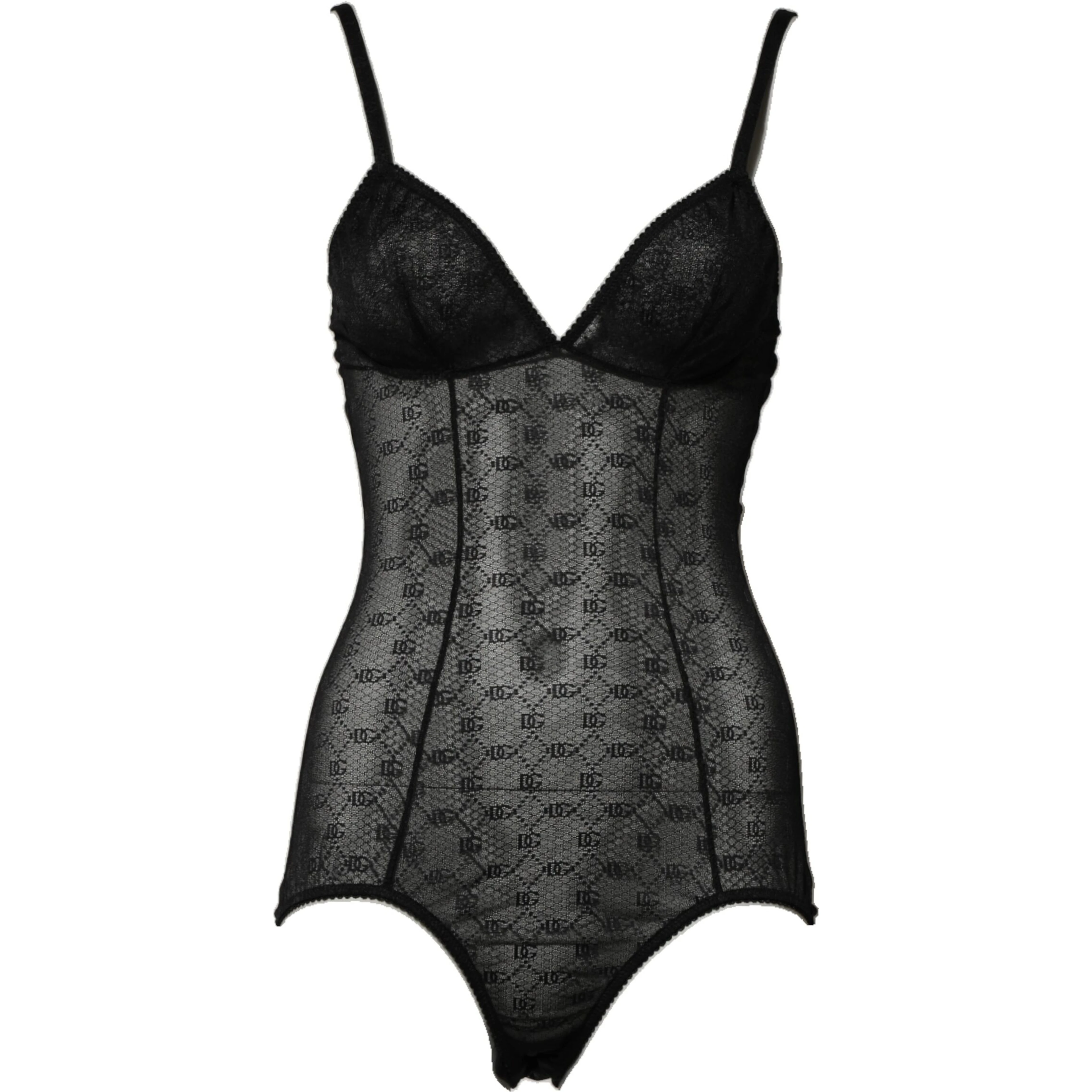 Black Nylon Stretch Bodysuit Lingerie Underwear