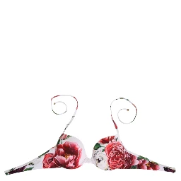 White Floral Print Halter Bikini Top Swimwear