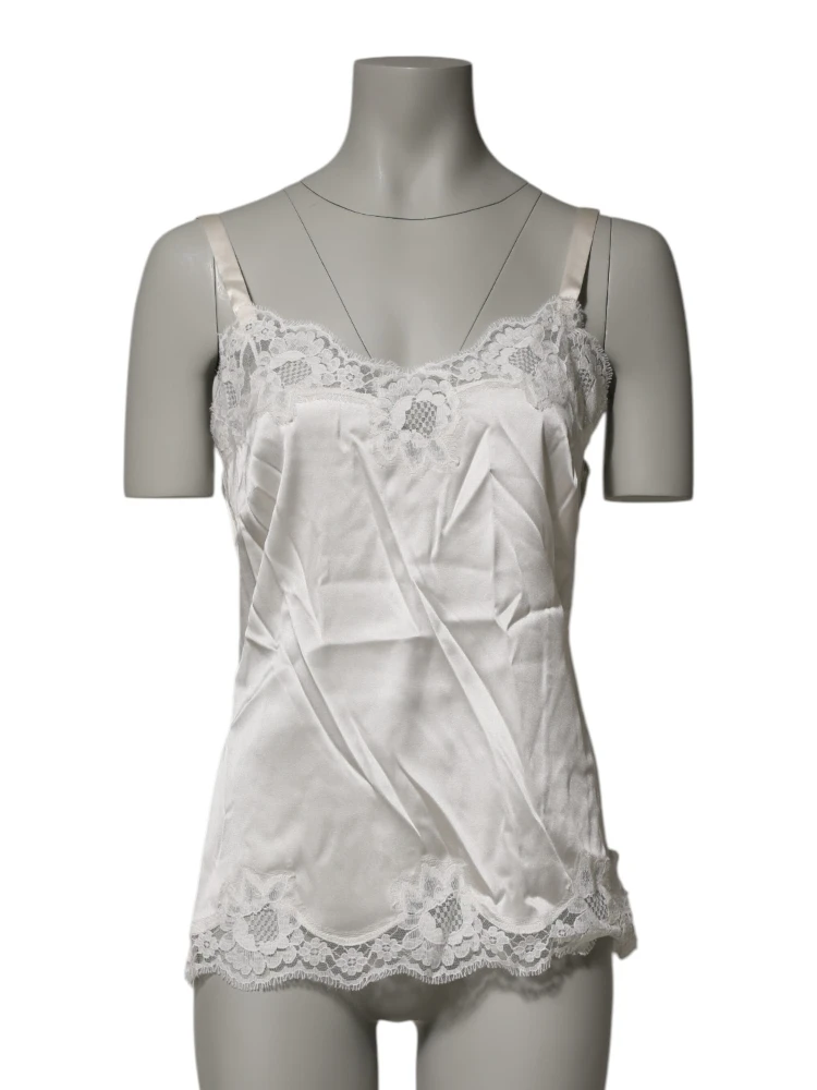 Off White Floral Lace Tank Lingerie Top Underwear