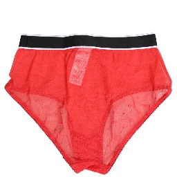 Red Nylon Logo Waistband Brief Panty Underwear