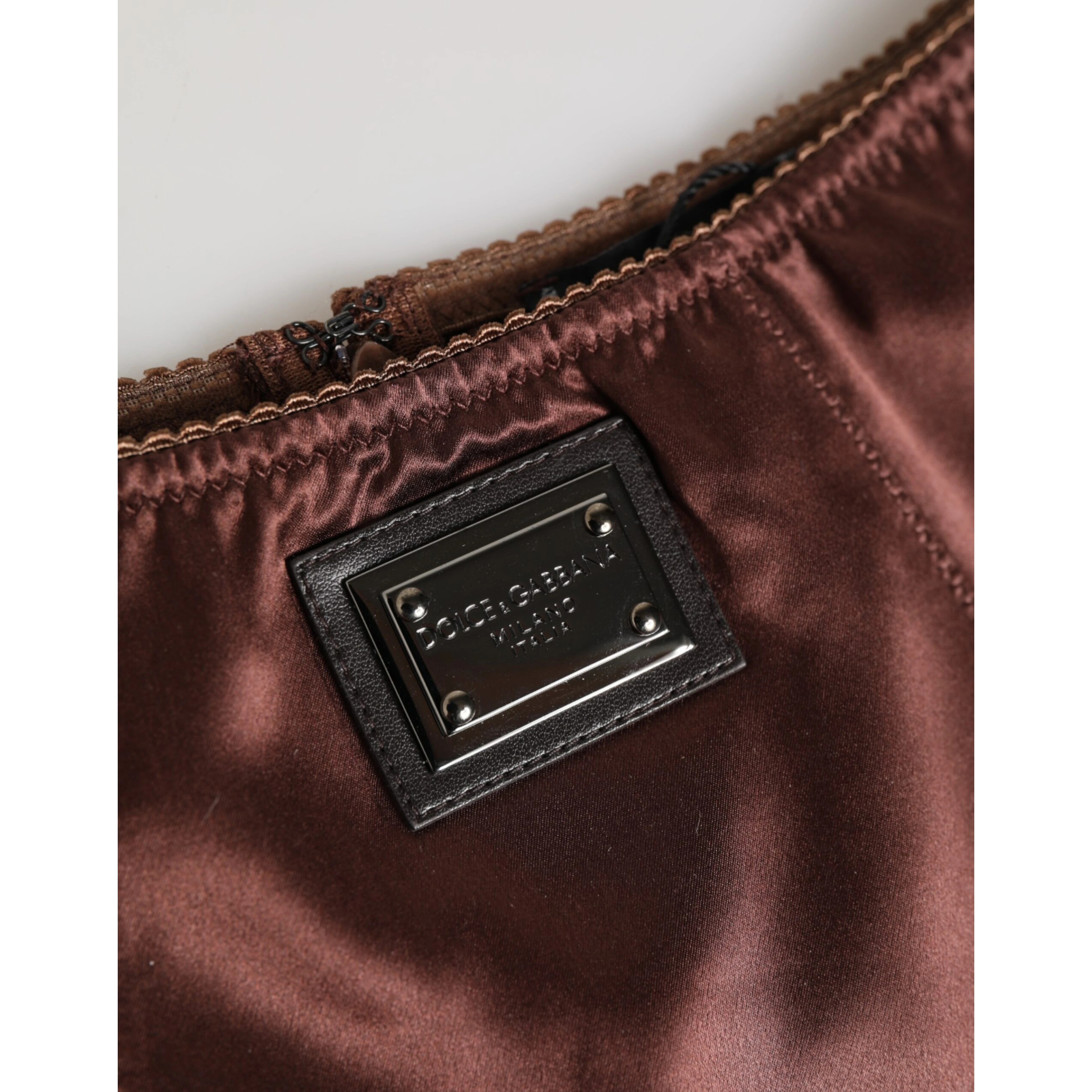 Brown Silk Stretch High Waist Girdle Underwear