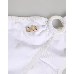 White Logo Swimsuit 2 Piece Top Bottom Swimwear