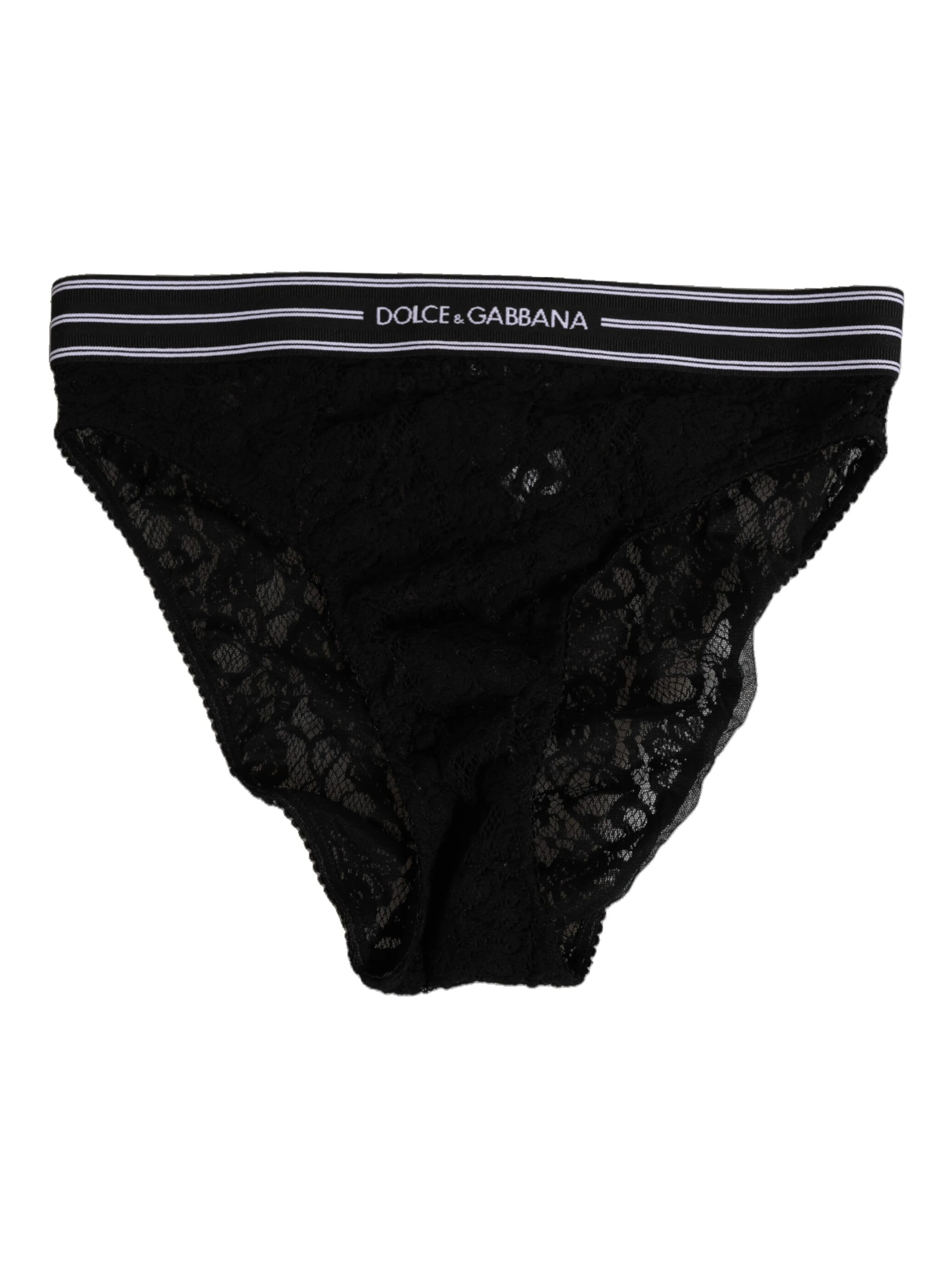 Black Lace Slip Brief Logo Waistband  Underwear