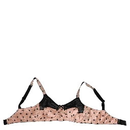 Beige Silk Heart Print Soft Cup Bra Underwear