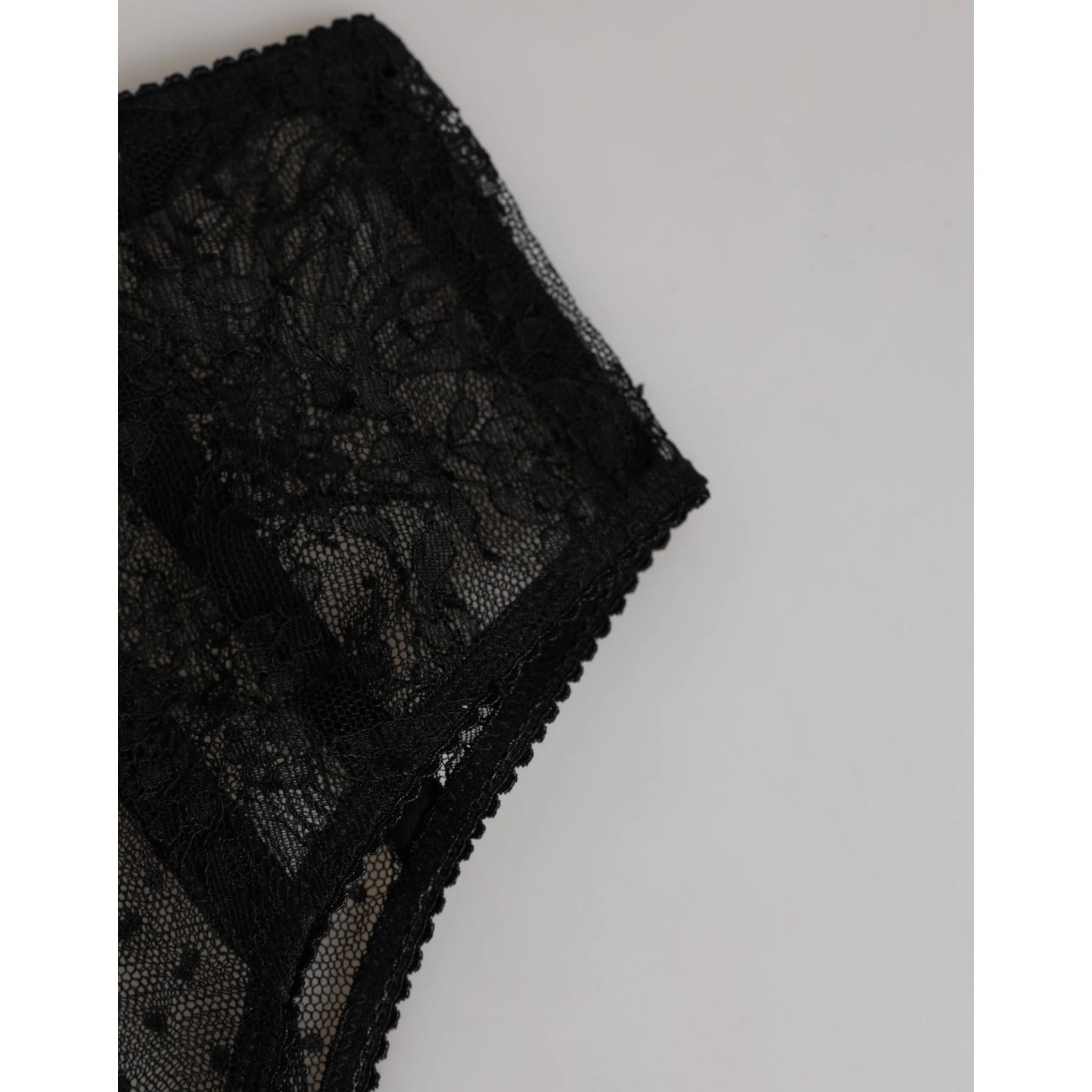 Black Lace Polka Dot Mesh High Waist Underwear