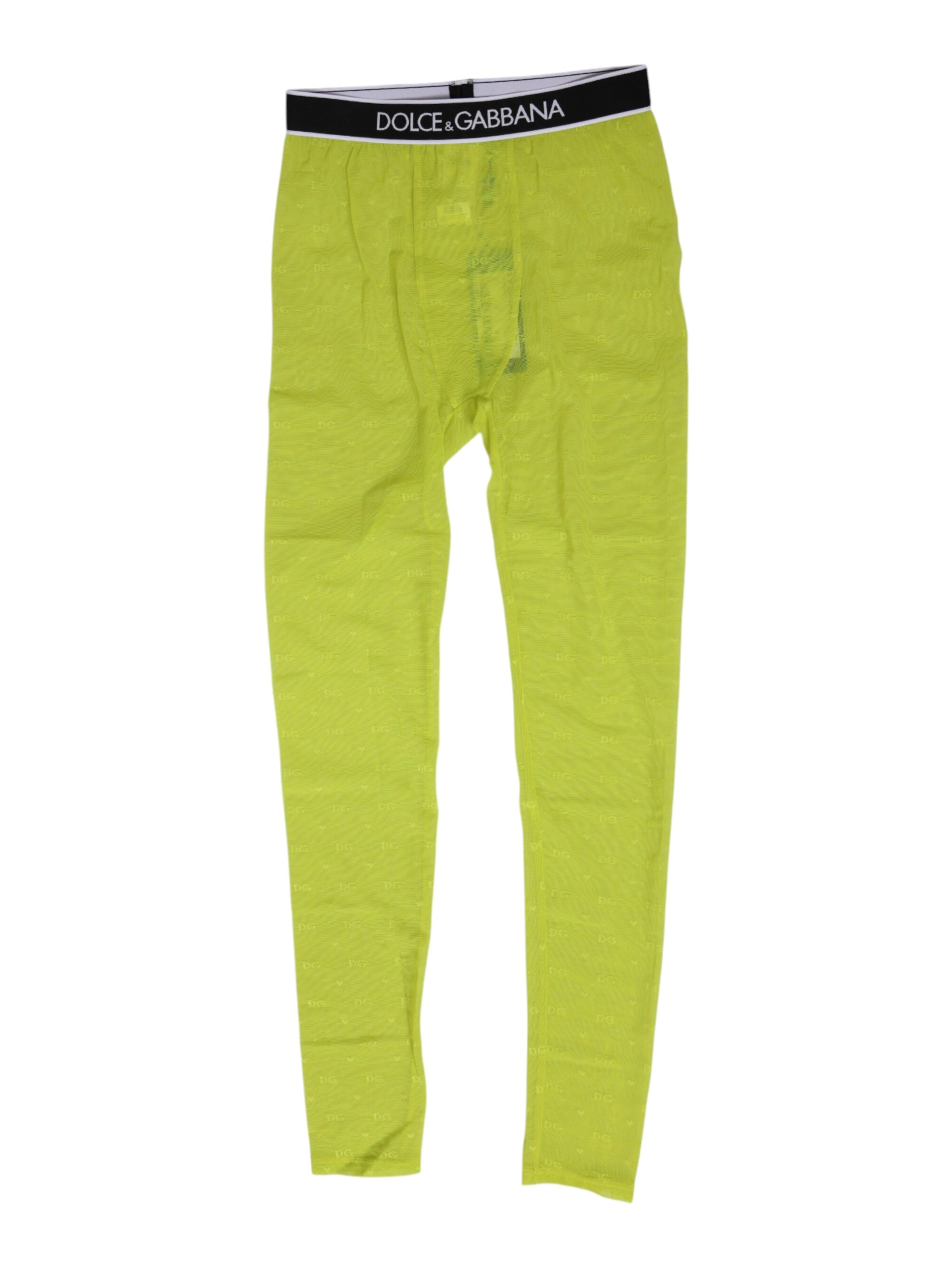 Neon Green Nylon Logo Lace Leggings Pants Underwear