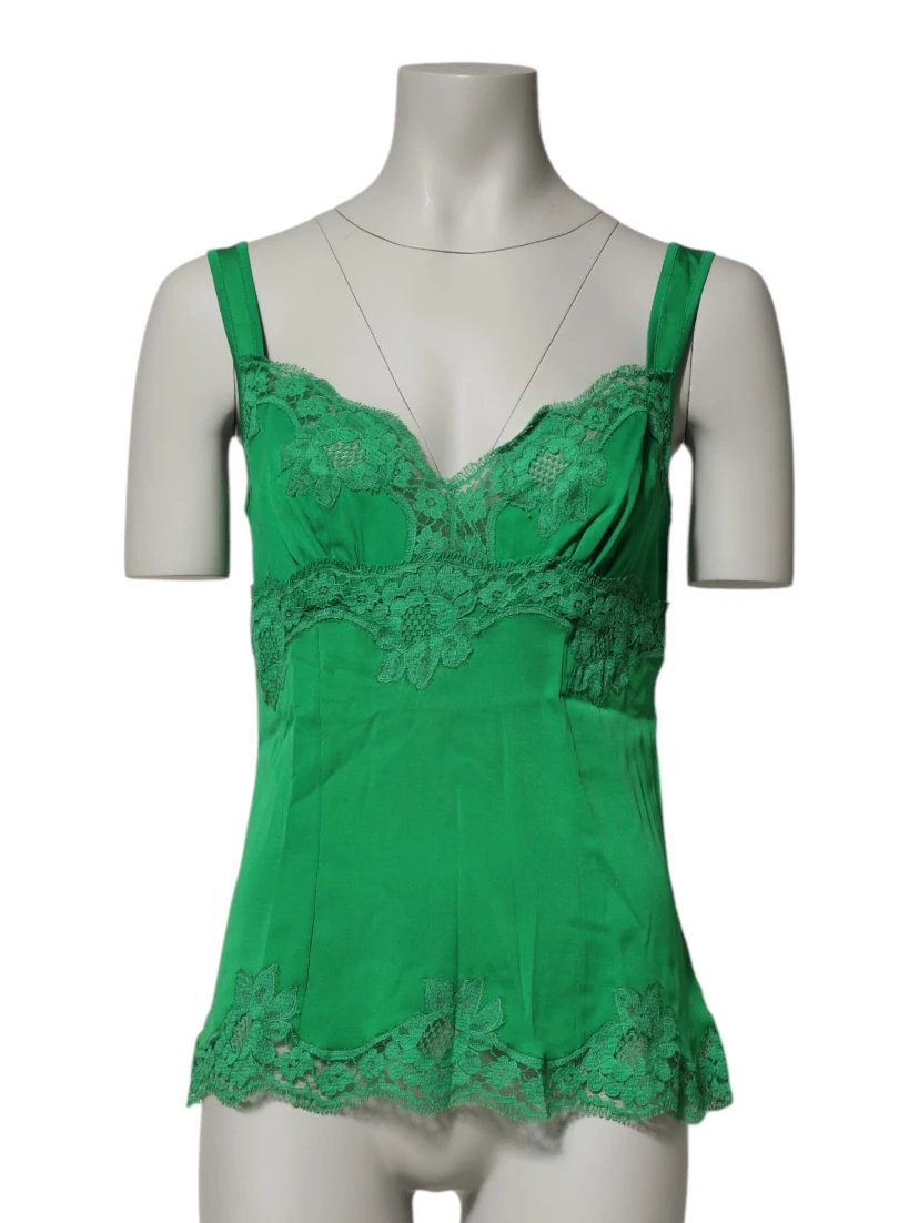 Green Floral Lace Tank Lingerie Top Underwear