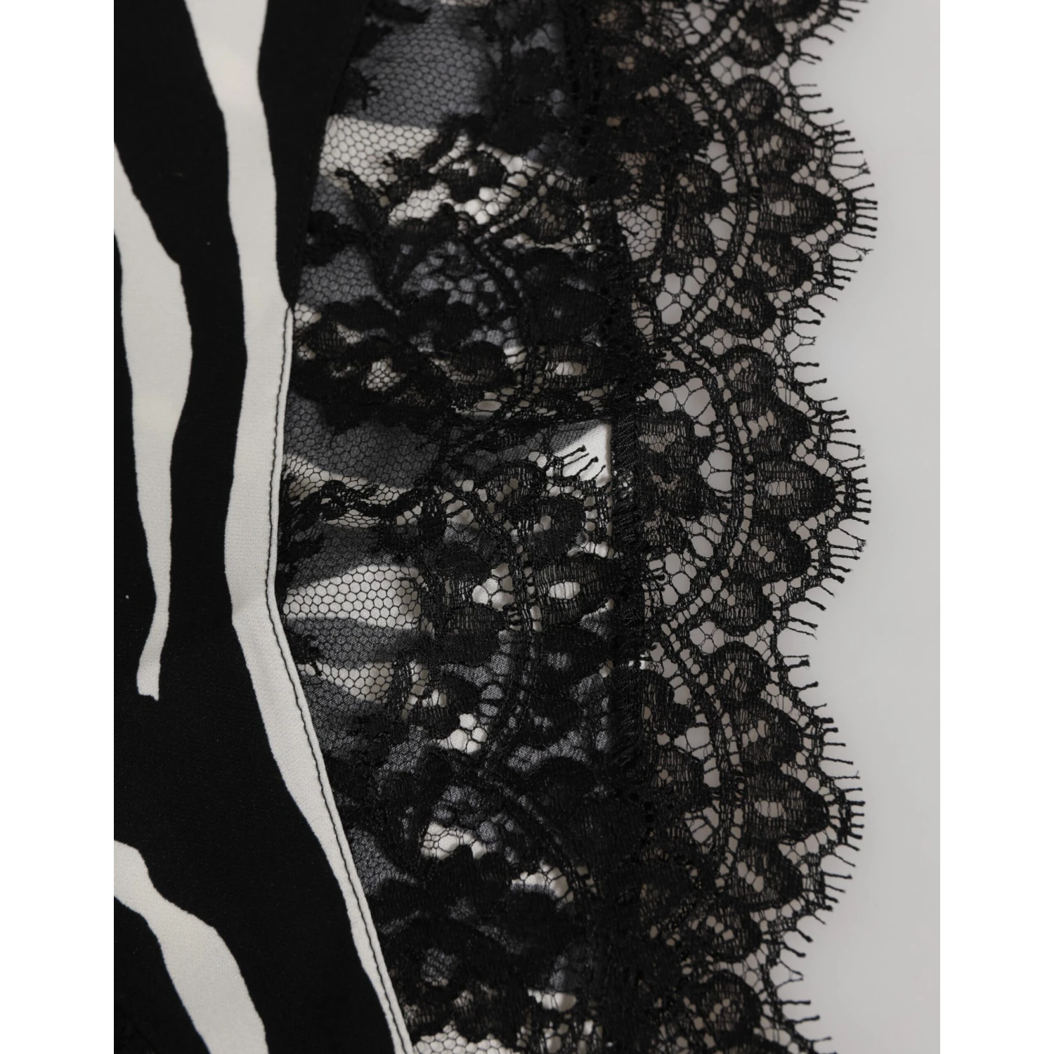 Black Silk Zebra Print Lace High Waist Underwear
