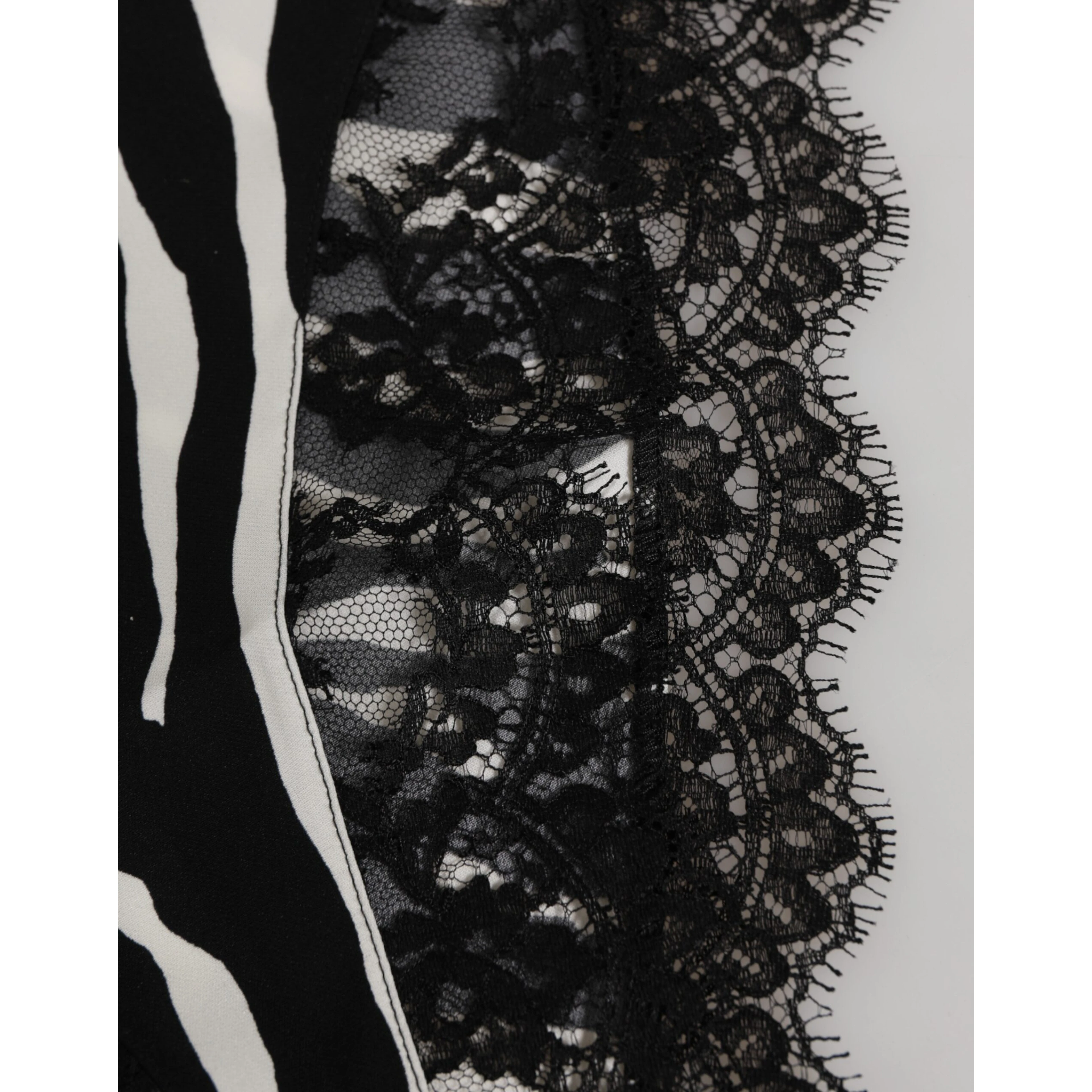 Black Silk Zebra Print Lace High Waist Underwear