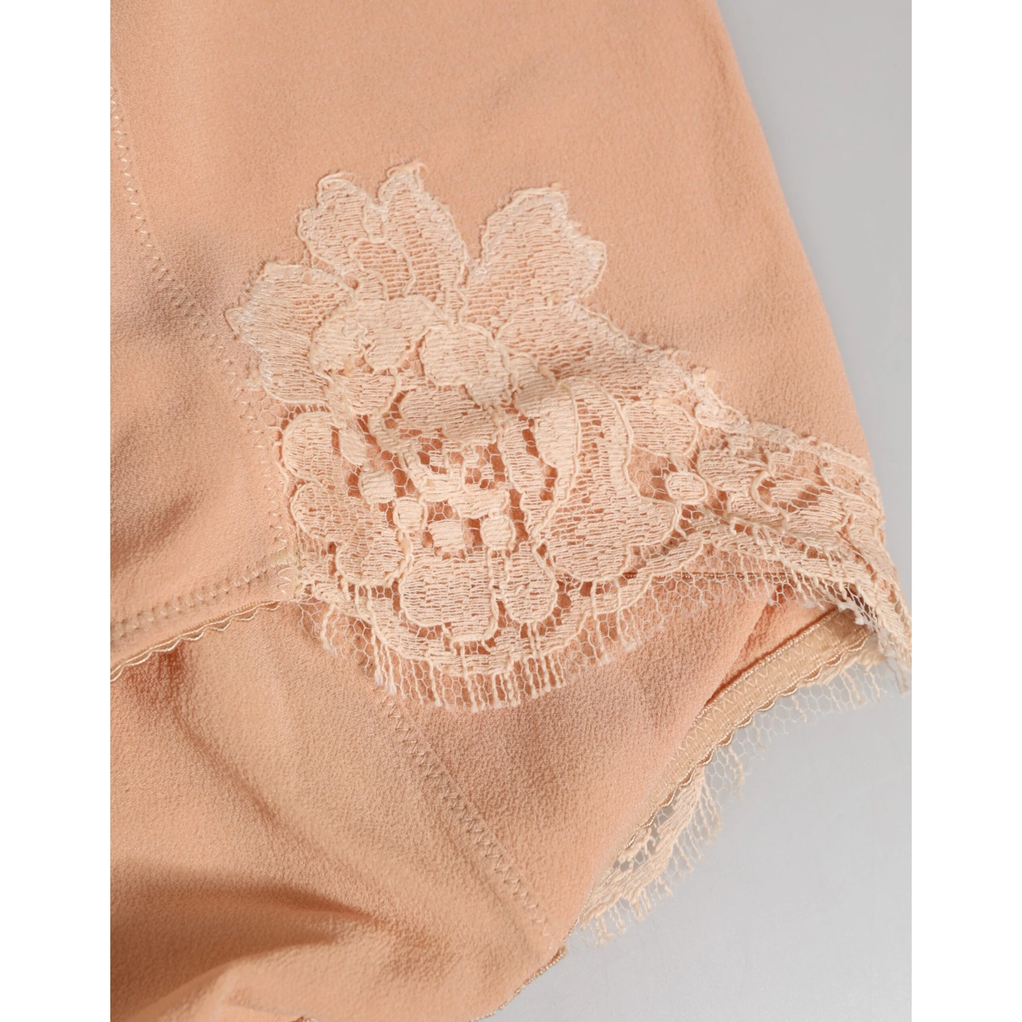 Beige Silk Stretch High Waist Girdle Underwear