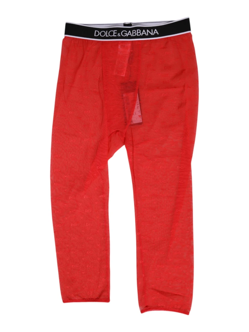 Red Logo Lace Tight Midi Trousers Underwear