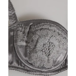 Gray Silk Underwired Balconette Bra Underwear