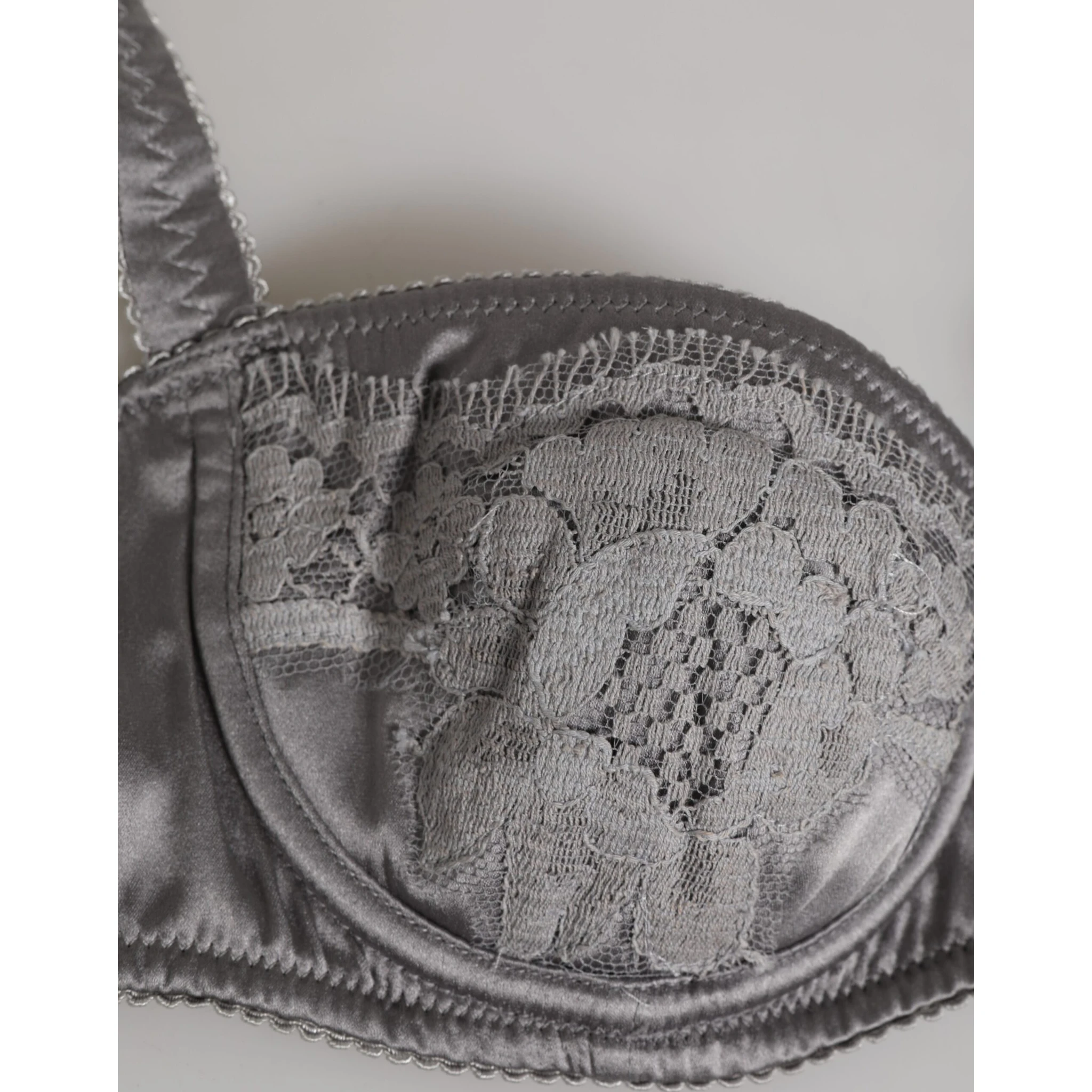 Gray Silk Underwired Balconette Bra Underwear