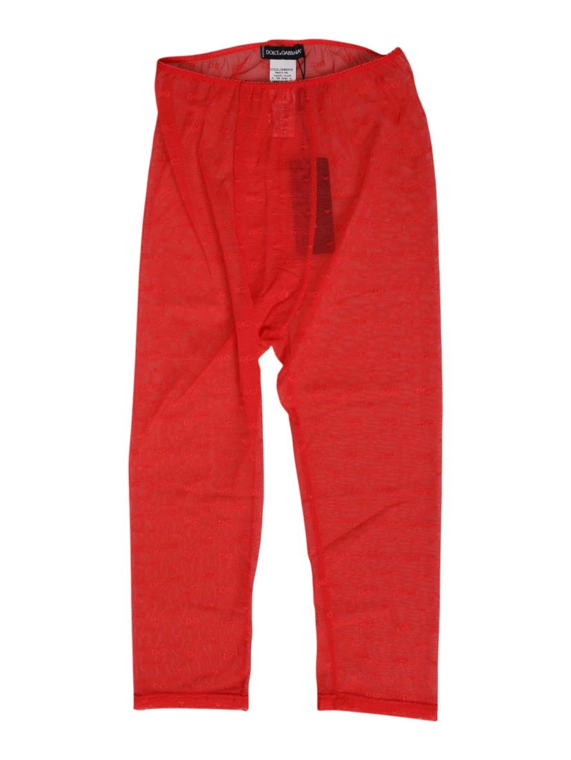 Red Logo Lace Tight Midi Trousers Underwear