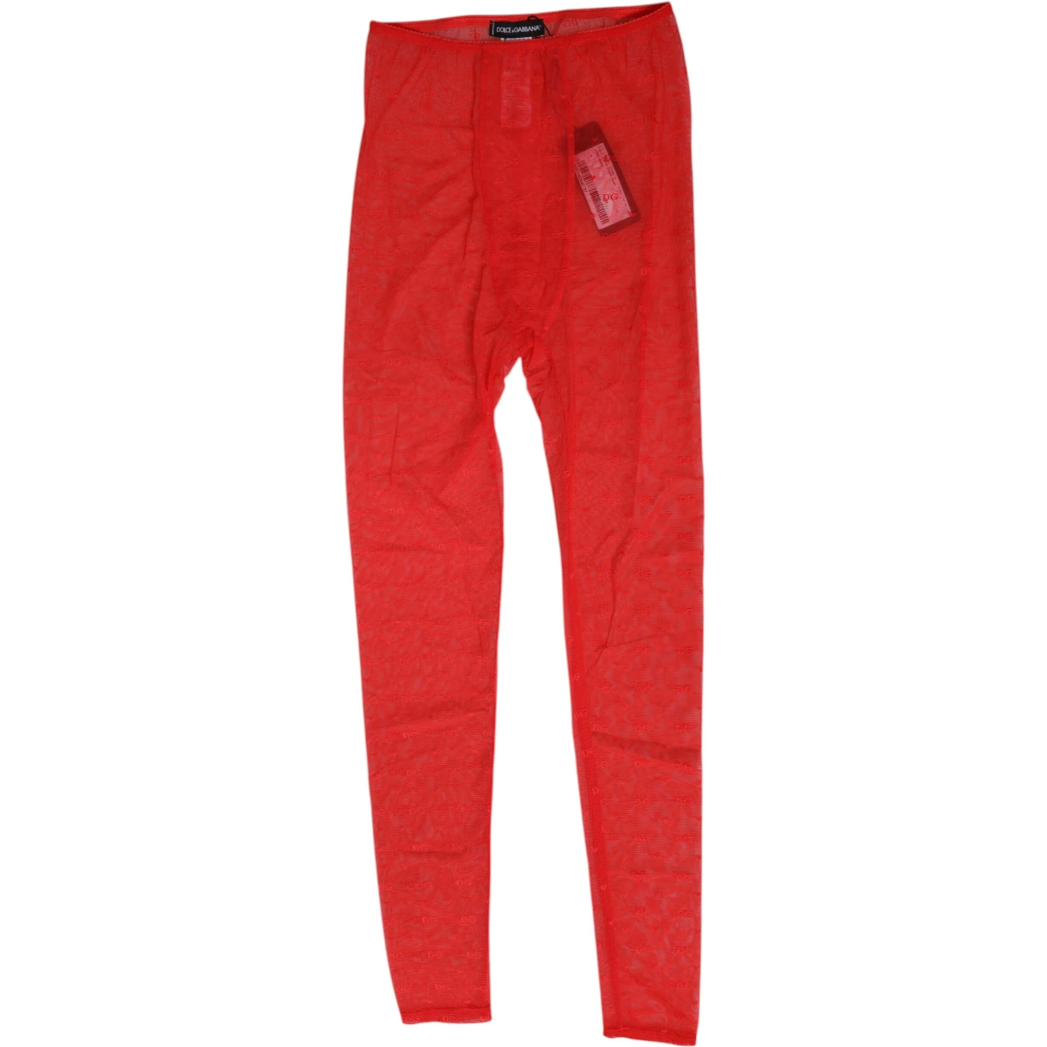Red Nylon Logo Lace Leggings Pants Underwear