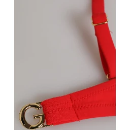 Red Nylon Swimsuit 2 Piece Top Bottom Swimwear