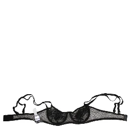Black Floral Underwired Balconette Bra Underwear