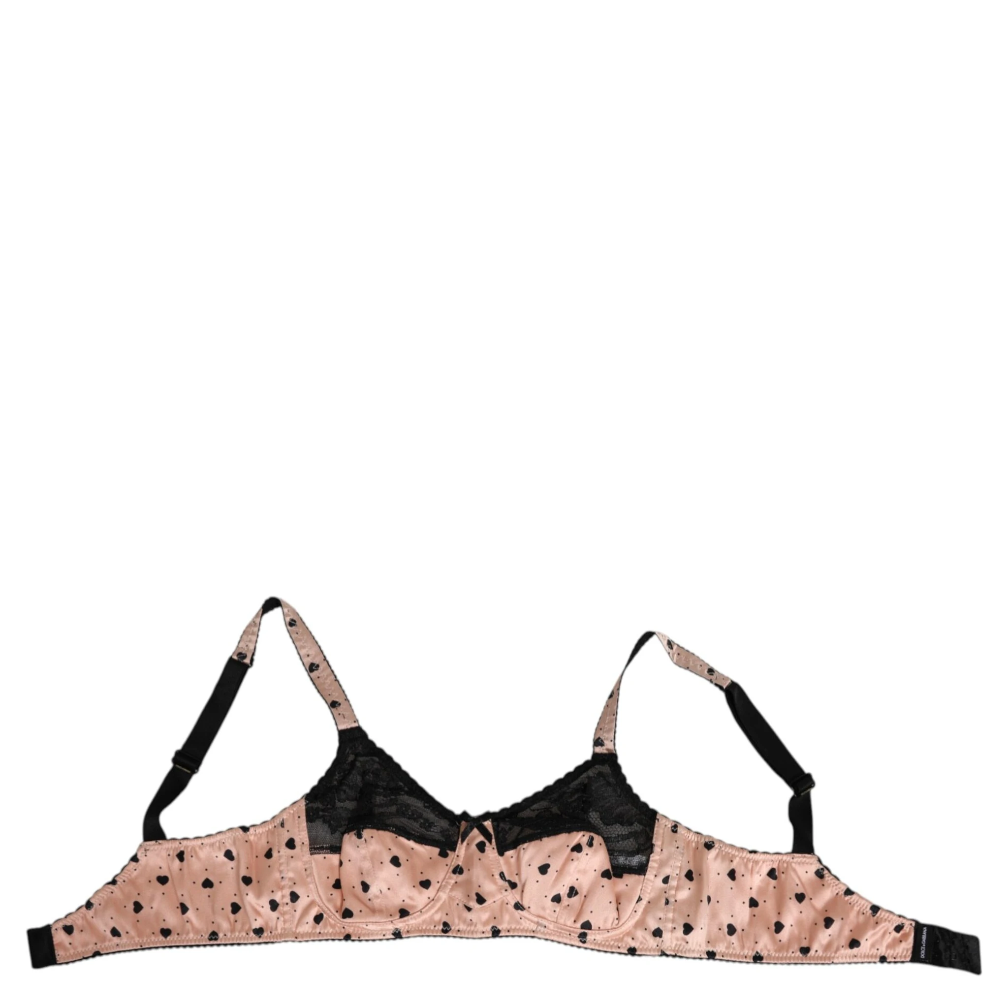Beige Silk Heart Print Soft Cup Bra Underwear