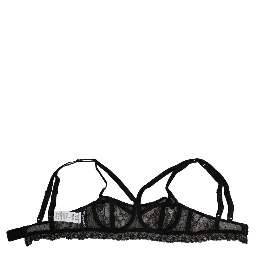 Black Floral Lace Nylon Balconcino Bra Underwear