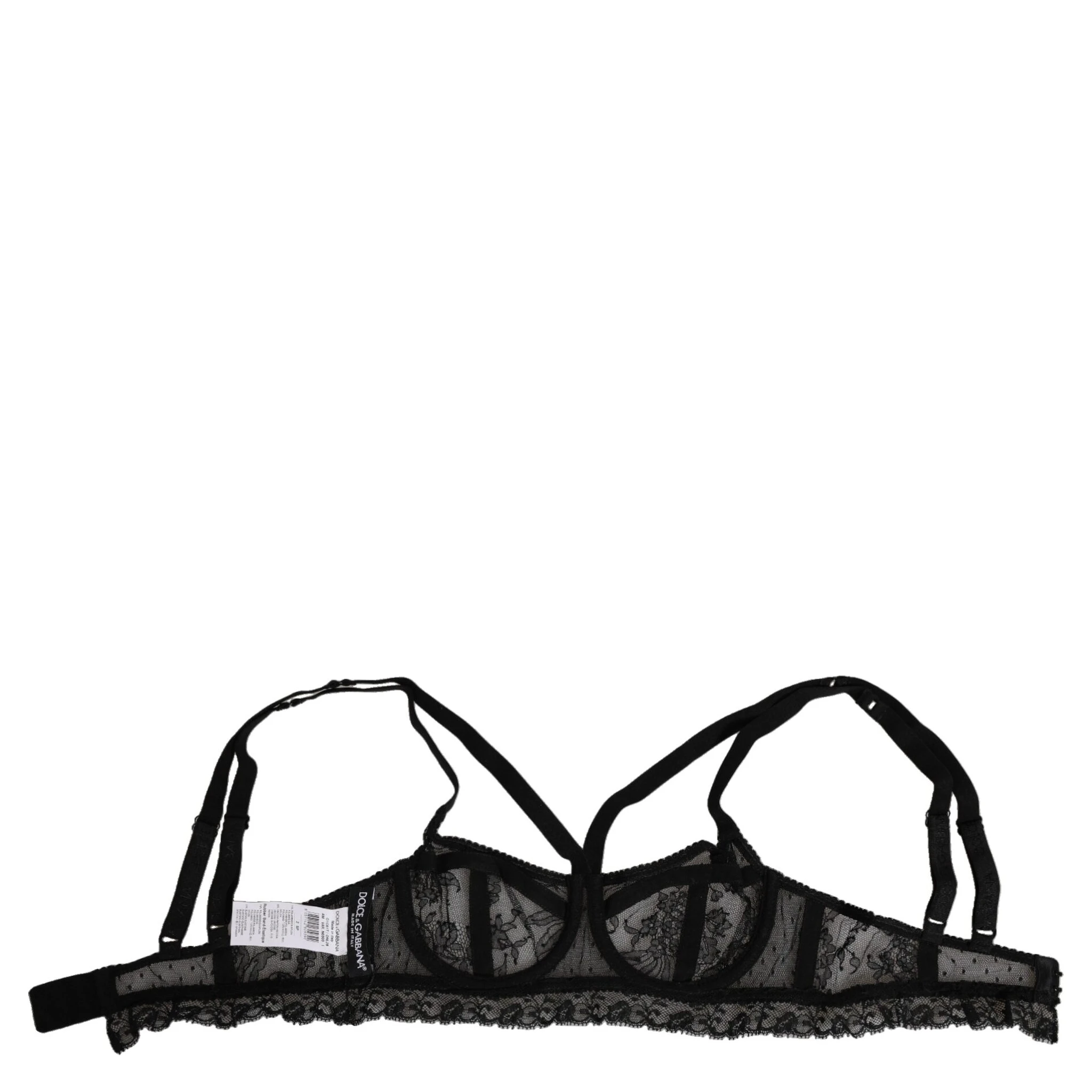 Black Floral Lace Nylon Balconcino Bra Underwear
