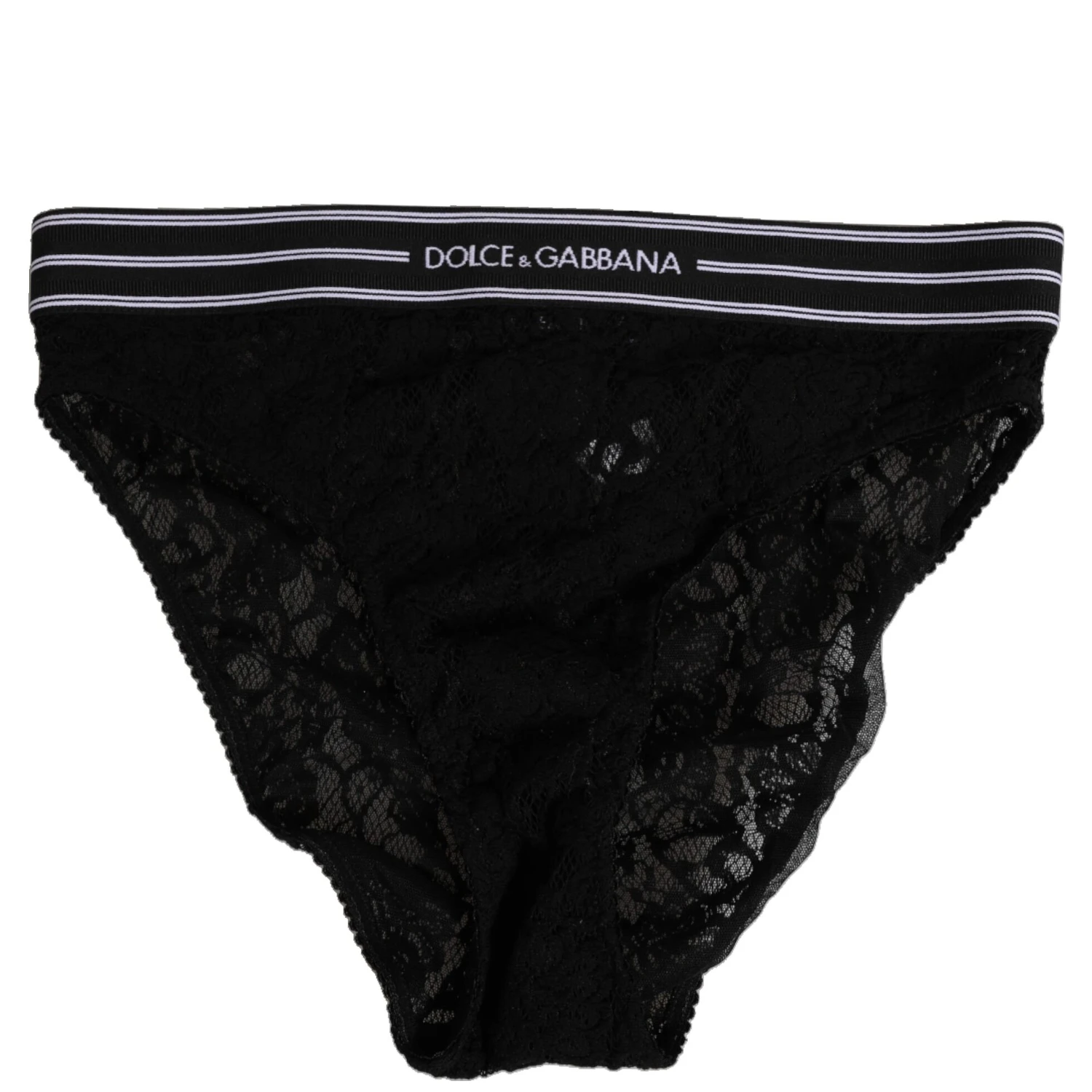 Black Lace Slip Brief Logo Waistband  Underwear
