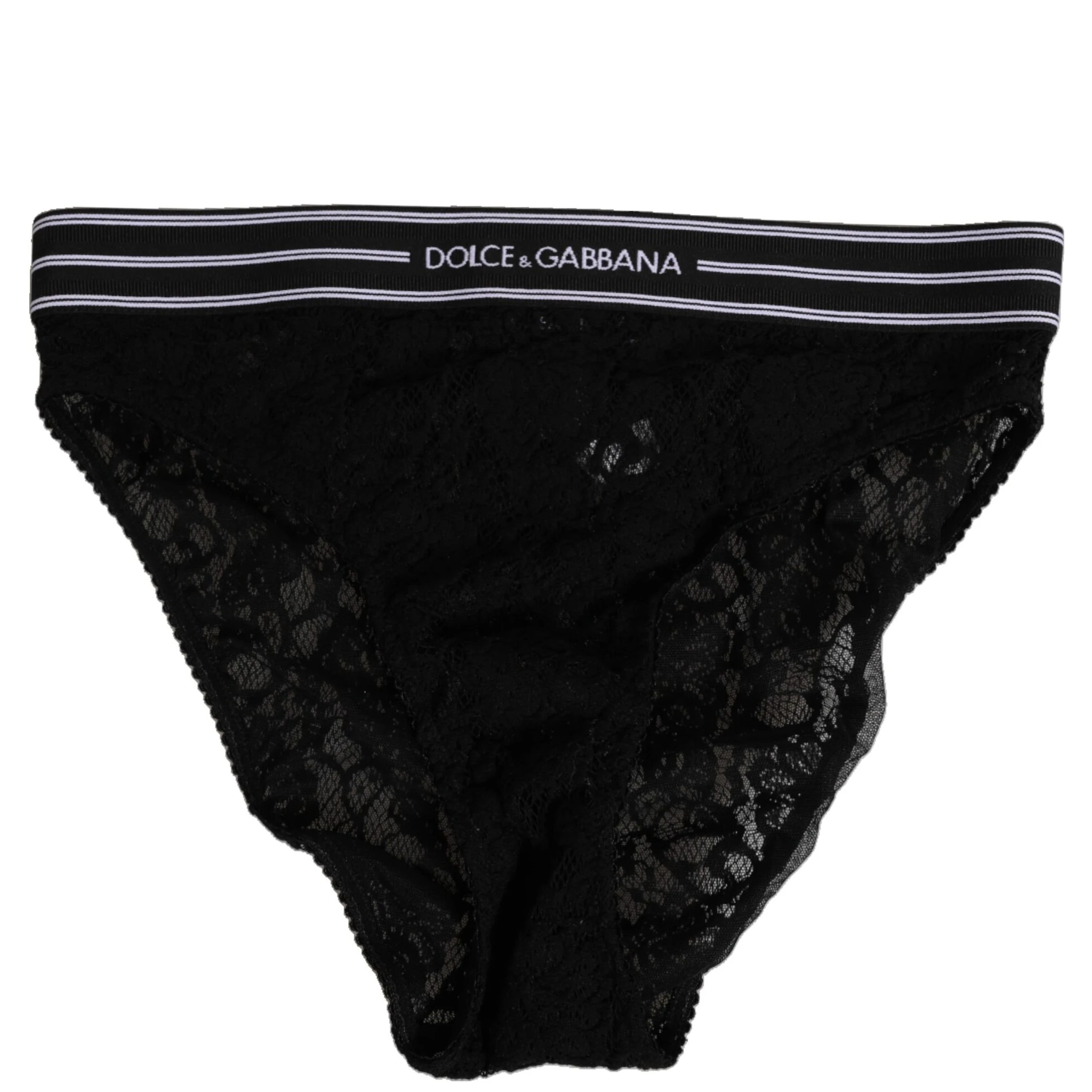 Black Lace Slip Brief Logo Waistband  Underwear