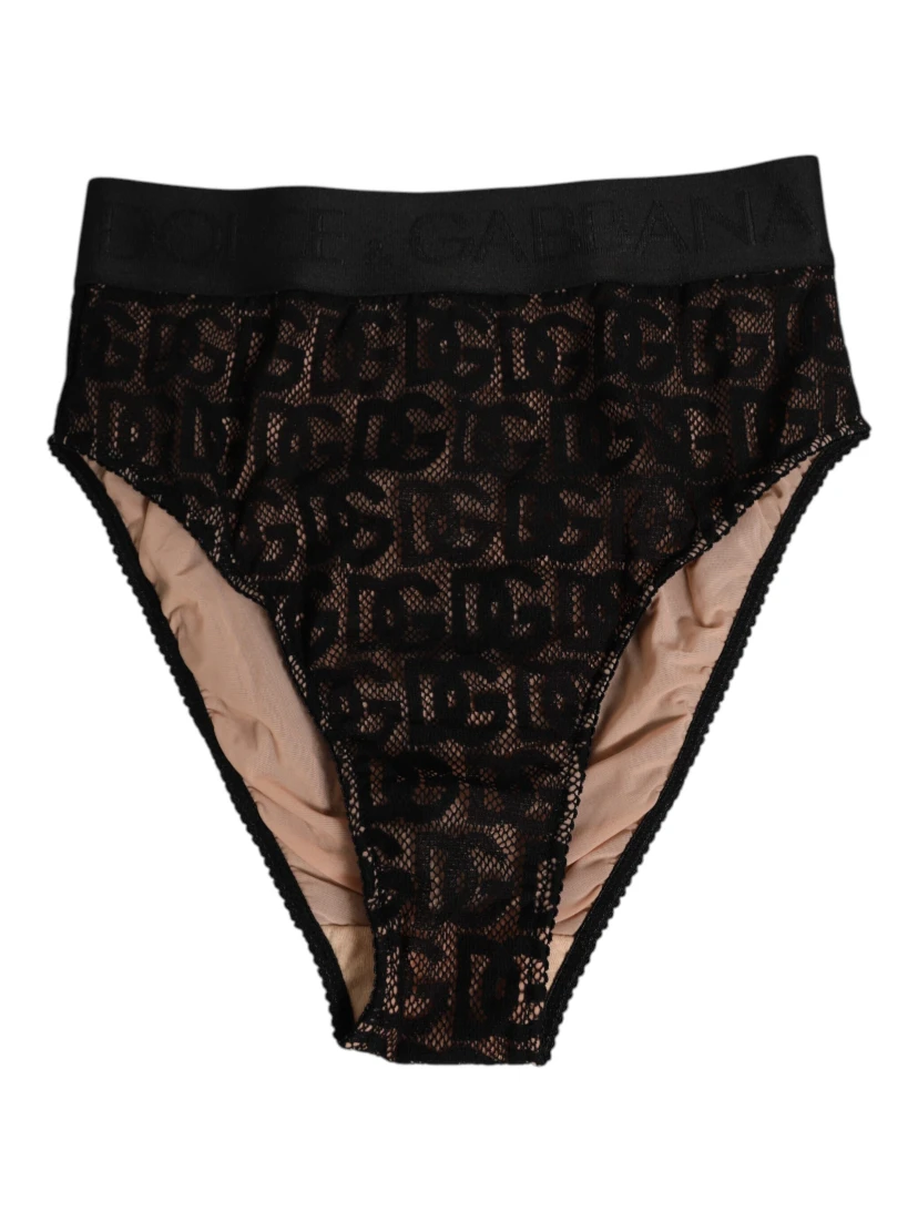 Black DG Logo Lace High Brief Panty Underwear