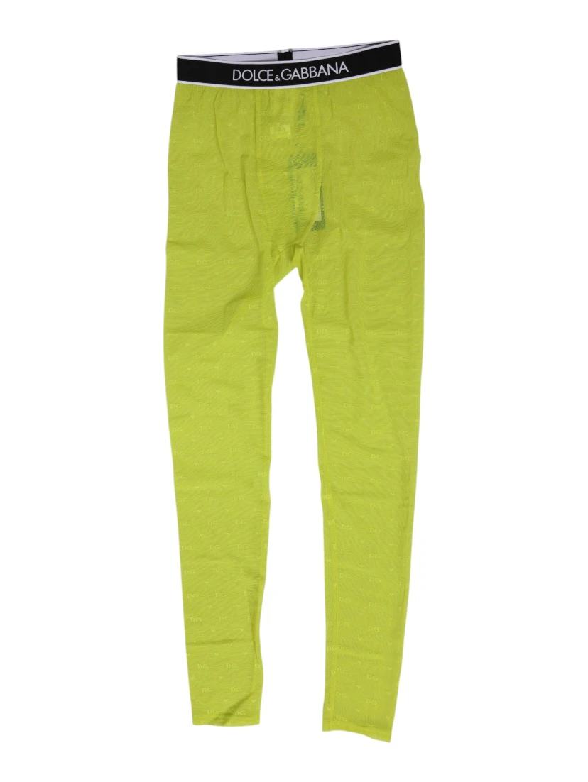 Neon Green Nylon Logo Lace Leggings Pants Underwear