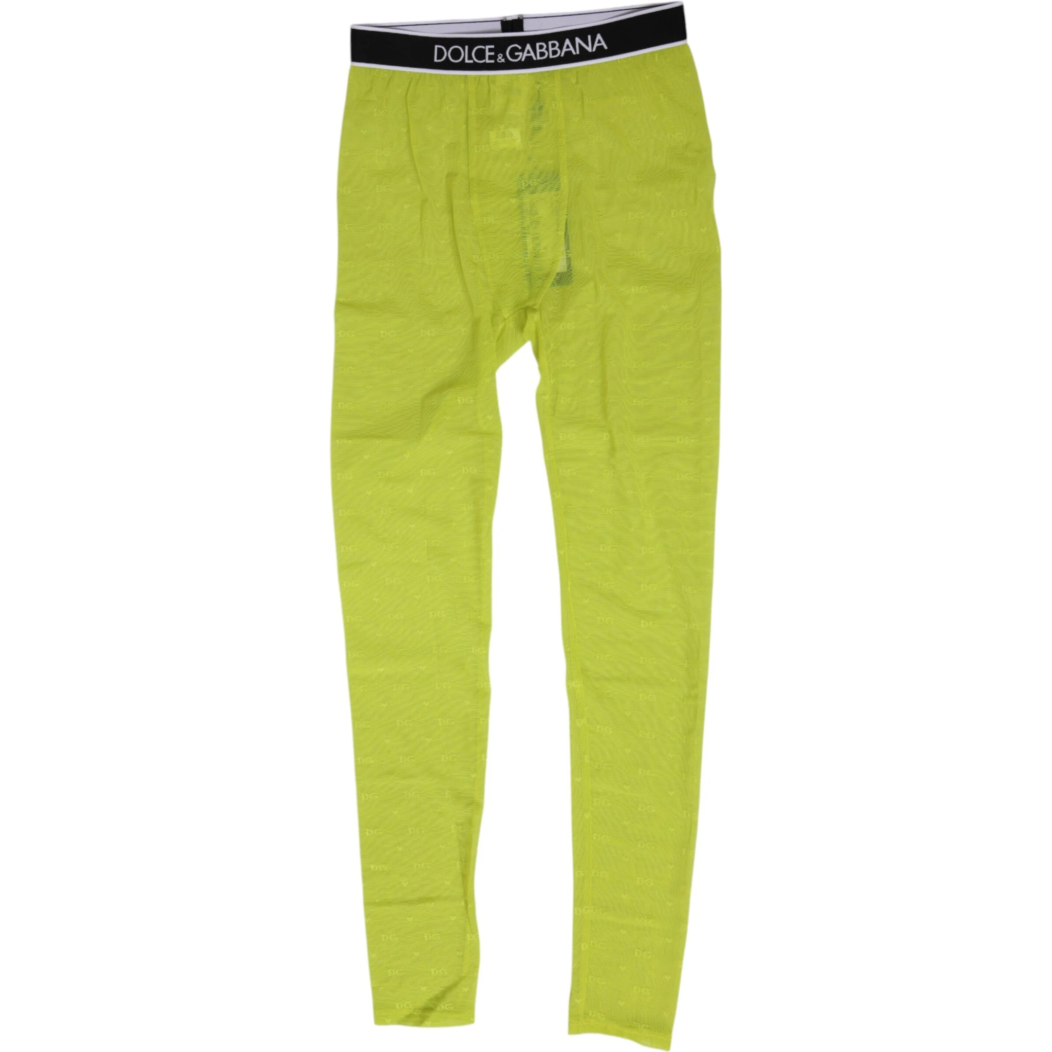 Neon Green Nylon Logo Lace Leggings Pants Underwear