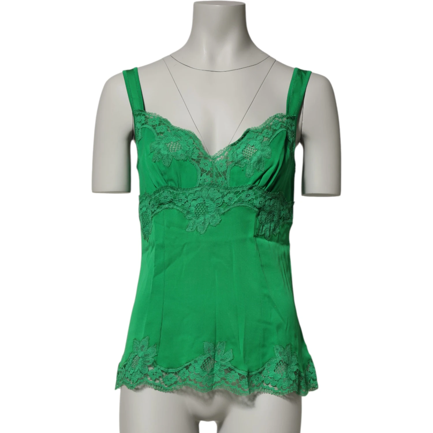 Green Floral Lace Tank Lingerie Top Underwear