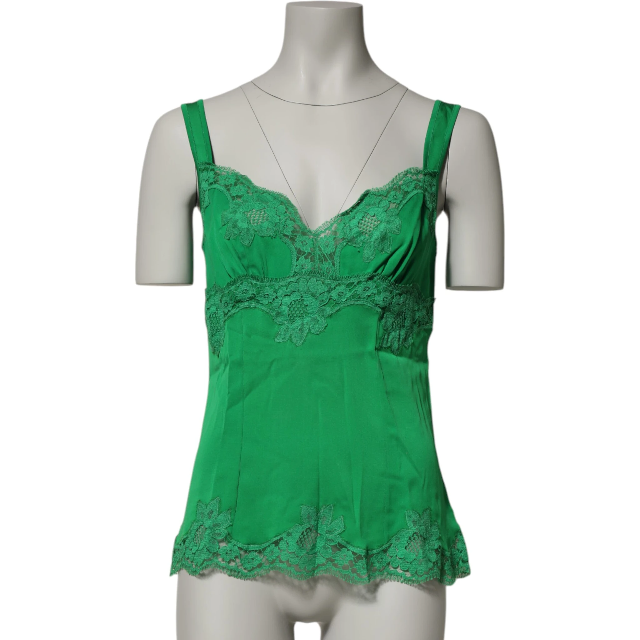 Green Floral Lace Tank Lingerie Top Underwear