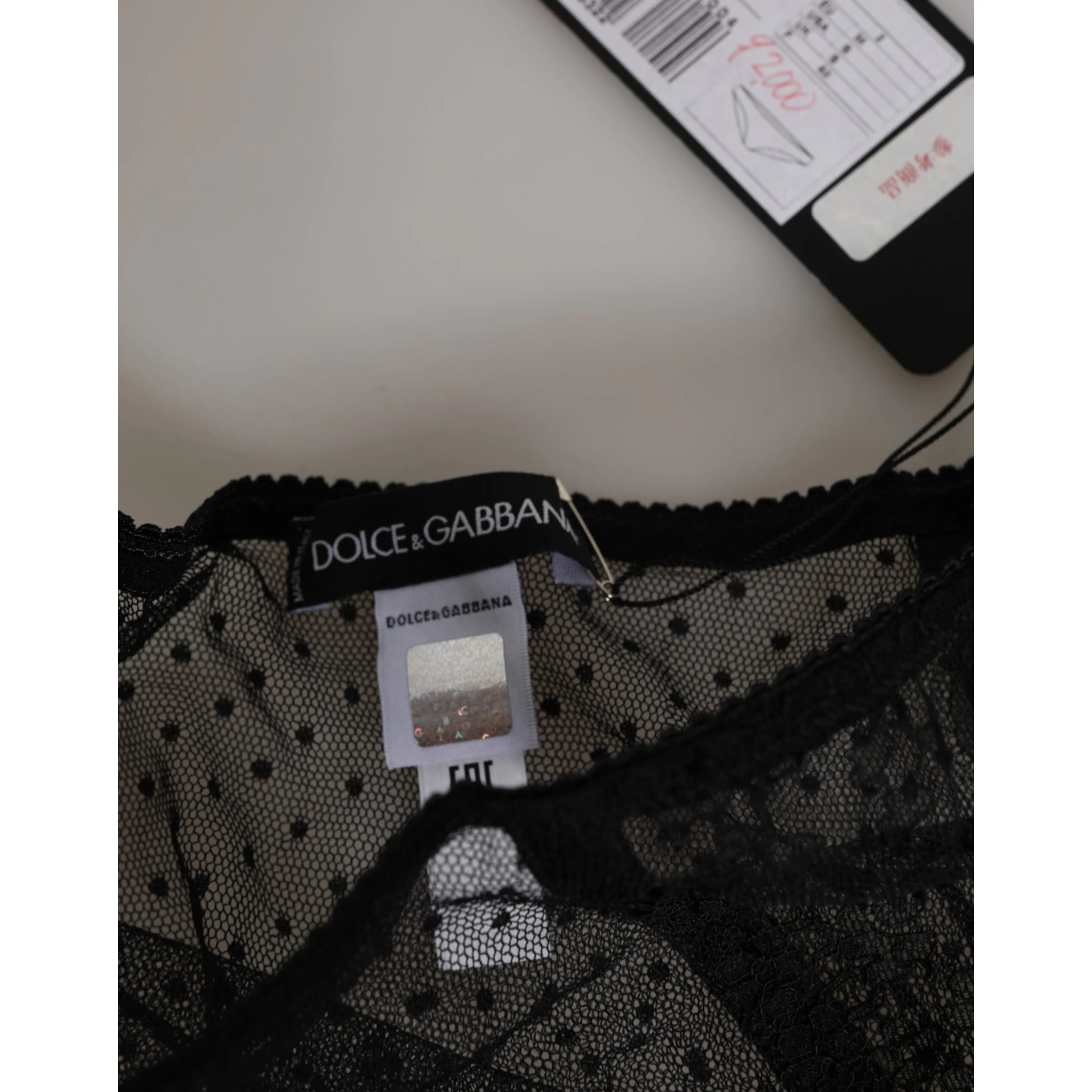 Black Lace Polka Dot Mesh High Waist Underwear