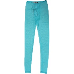 Light Blue Nylon Logo Lace Leggings Pants Underwear